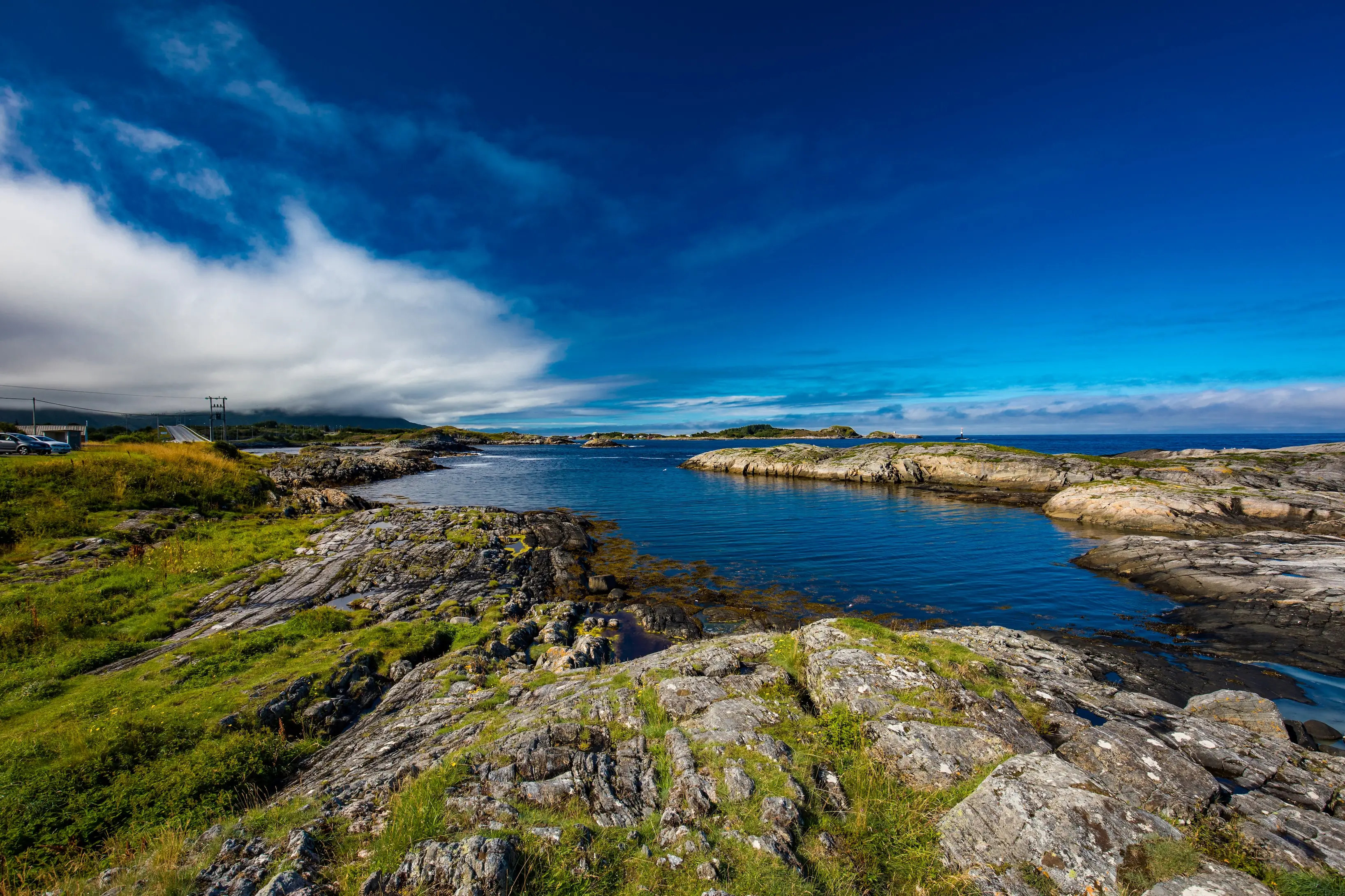 Atlantic coastal road carving across the sea