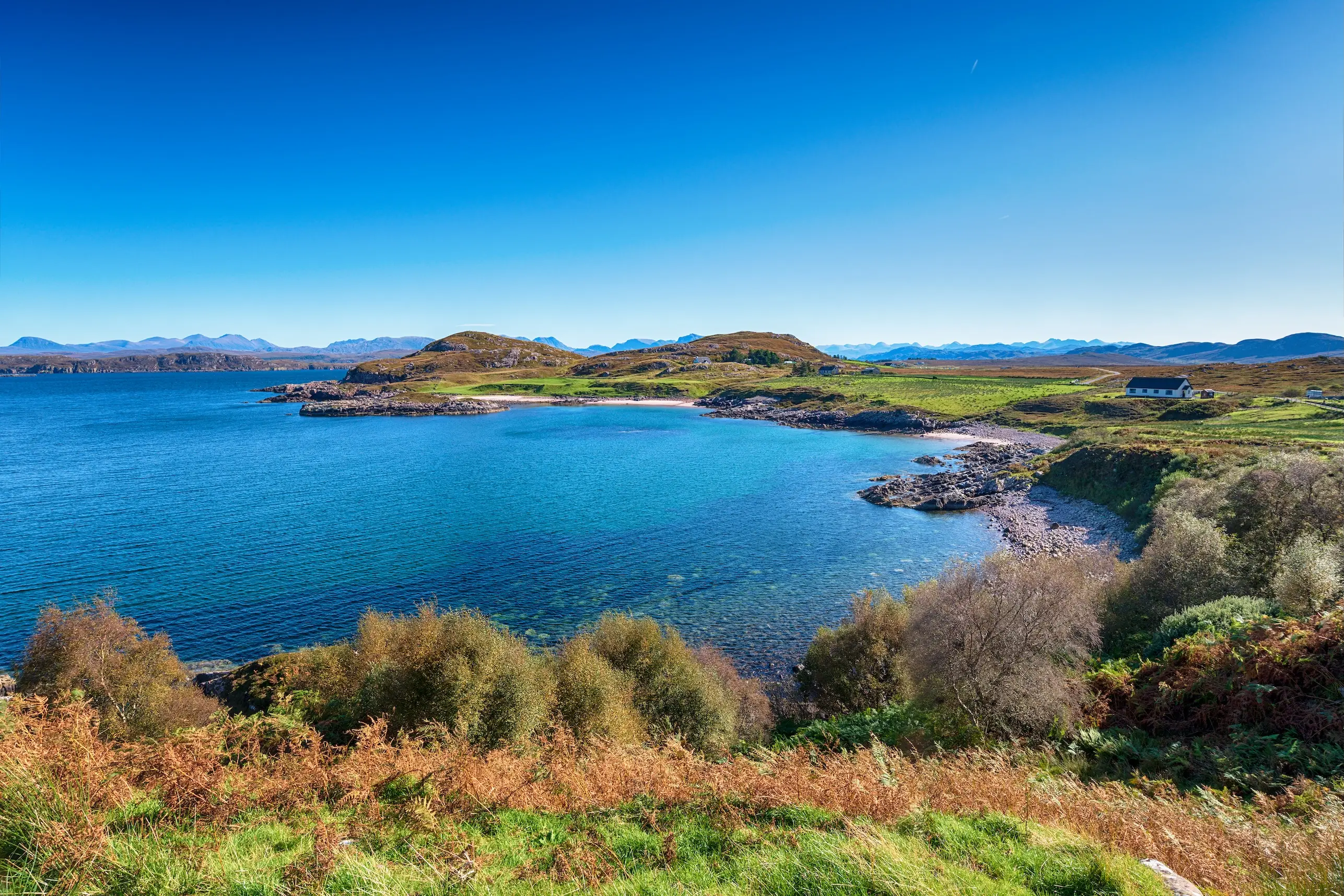 Blue skies over Inverasdale in Wester Ross