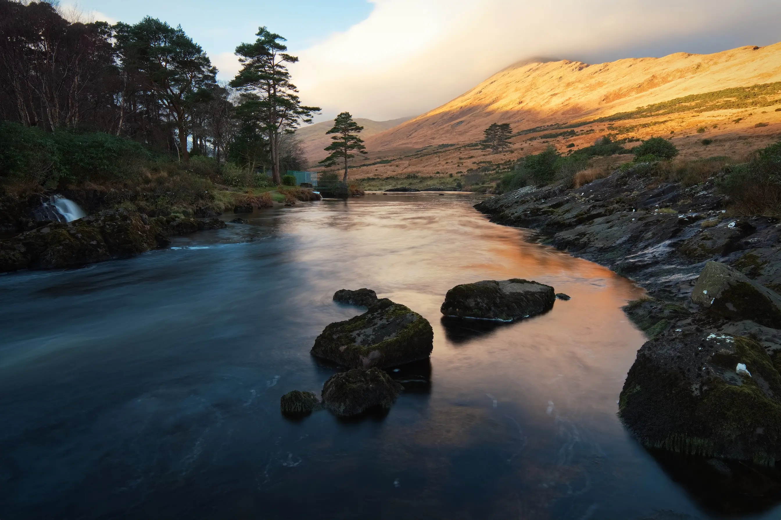 Highland river running through a glen